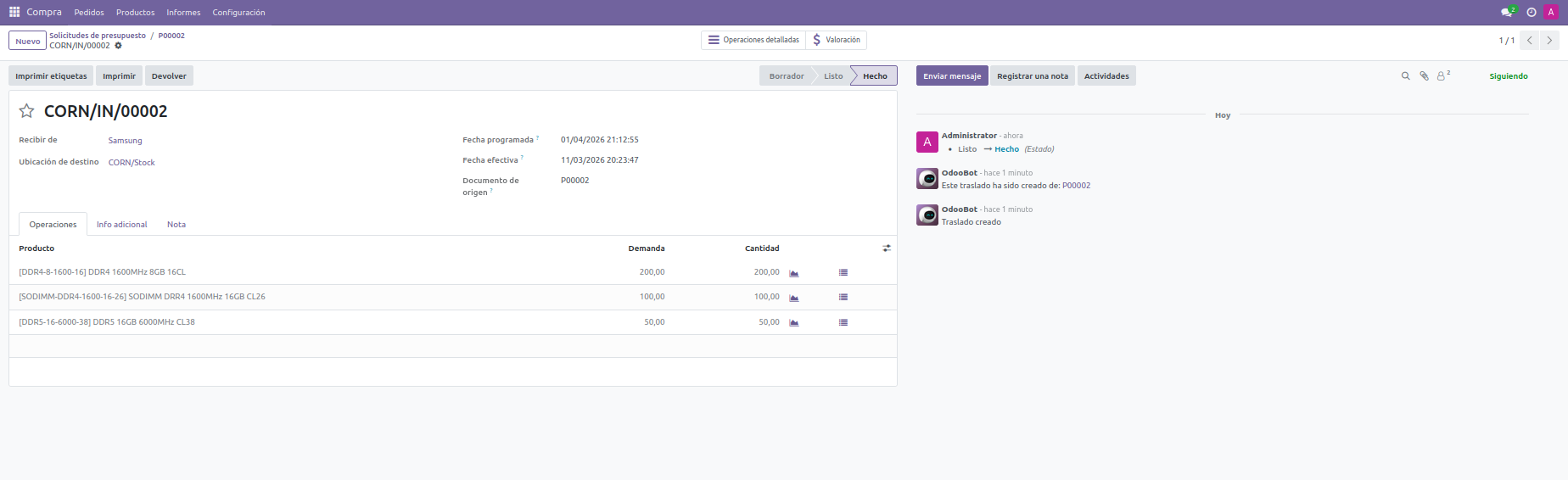 Recepció d'estoc a Cornellà